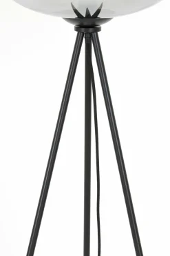 Light en Living Vloerlamp Ø42x146 cm MAYSON mat zwart+glas smoke New