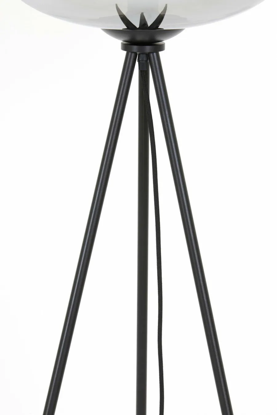 Light en Living Vloerlamp Ø42x146 cm MAYSON mat zwart+glas smoke New