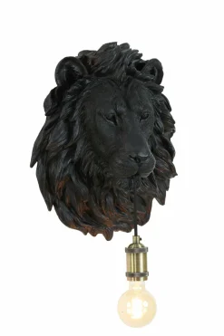 Light en Living Wandlamp 33,5x19x40,5 cm LION mat zwart Discount