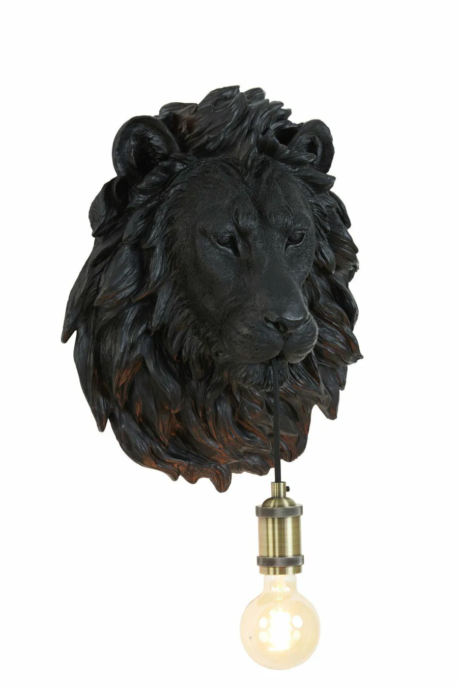 Light en Living Wandlamp 33,5x19x40,5 cm LION mat zwart Discount