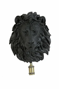 Light en Living Wandlamp 33,5x19x40,5 cm LION mat zwart Discount