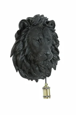 Light en Living Wandlamp 33,5x19x40,5 cm LION mat zwart Discount
