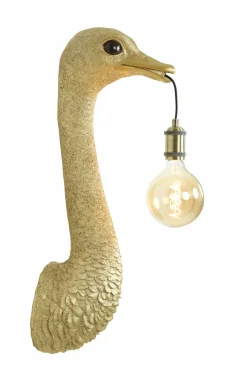 Light en Living Wandlamp Struisvogel goud of zwart - 2 maten Clearance