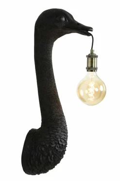 Light en Living Wandlamp Struisvogel goud of zwart - 2 maten Clearance