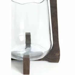 Light en Living Windlicht Ø26x48 cm ANOSY glas helder+hout mat donkerbruin Sale