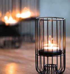 Light en Living Windlicht BRISLA mat zwart - 2 maten Clearance