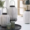 Light en Living Windlicht Ø26X36 DEZULO Linnen Naturel+zwart hout Online