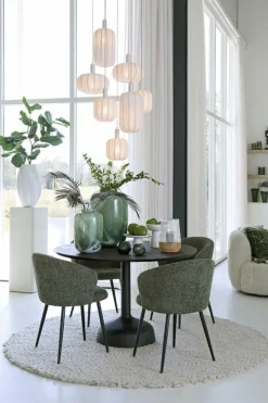 Light en Living Windlicht Ø22x30 Cm MINAS glas Rib helder+hout naturel New