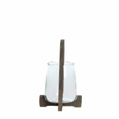 Light en Living Windlicht Ø18x26,5 cm ANOSY glas helder+hout mat d bruin Discount