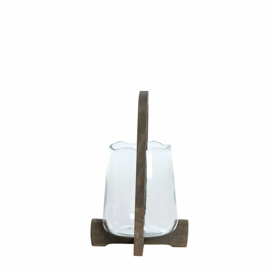 Light en Living Windlicht Ø21,5x35 cm ANOSY glas helder+hout mat d bruin Clearance