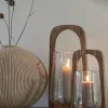 Light en Living Windlicht Ø21,5x35 cm ANOSY glas helder+hout naturel Clearance