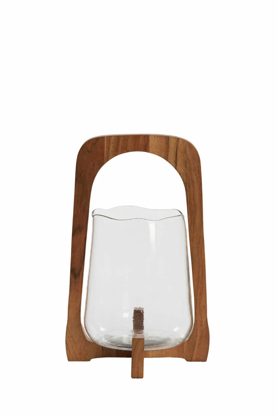 Light en Living Windlicht Ø21,5x35 cm ANOSY glas helder+hout naturel Clearance