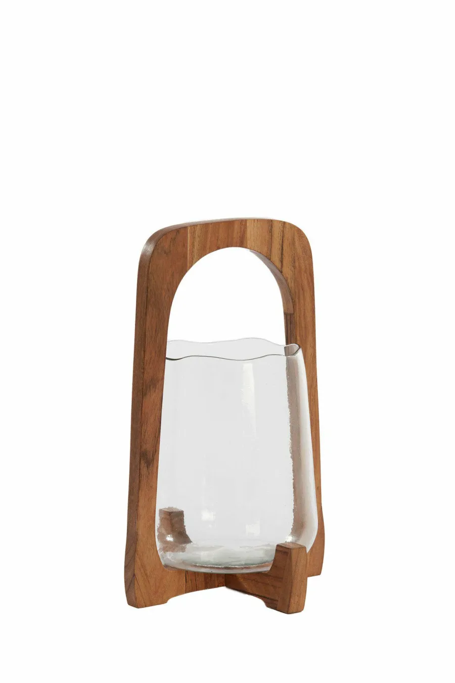 Light en Living Windlicht Ø21,5x35 cm ANOSY glas helder+hout naturel Clearance