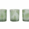 Light en Living Windlicht set van 3 FOLHAS Glas Groen Sale