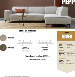 Pepp Interiors Hoekbank River - Ottoman rechts - Majestic 607 Best