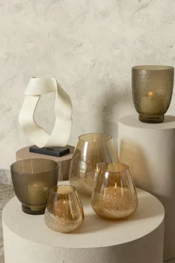 PTMD Ameara Amber glas rond taps windlicht M Online