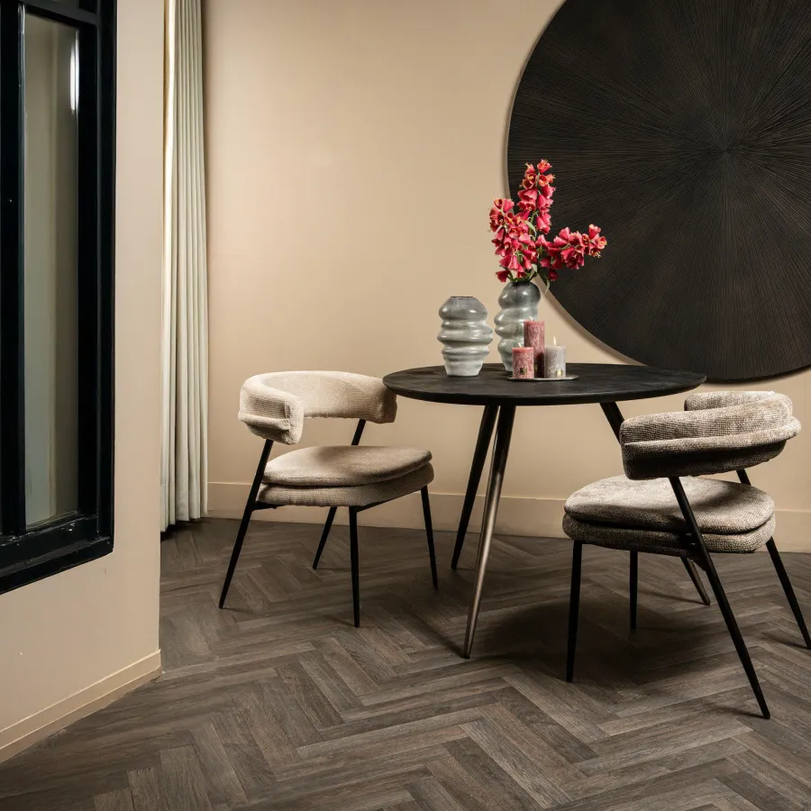 PTMD Eettafel Fieron Acacia zwart organisch 110 cm Hot