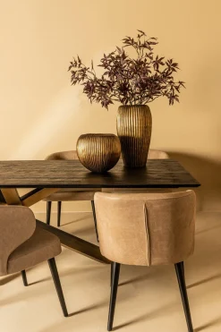 PTMD Eettafelstoel Fiori taupe terraleer met houten poten Best