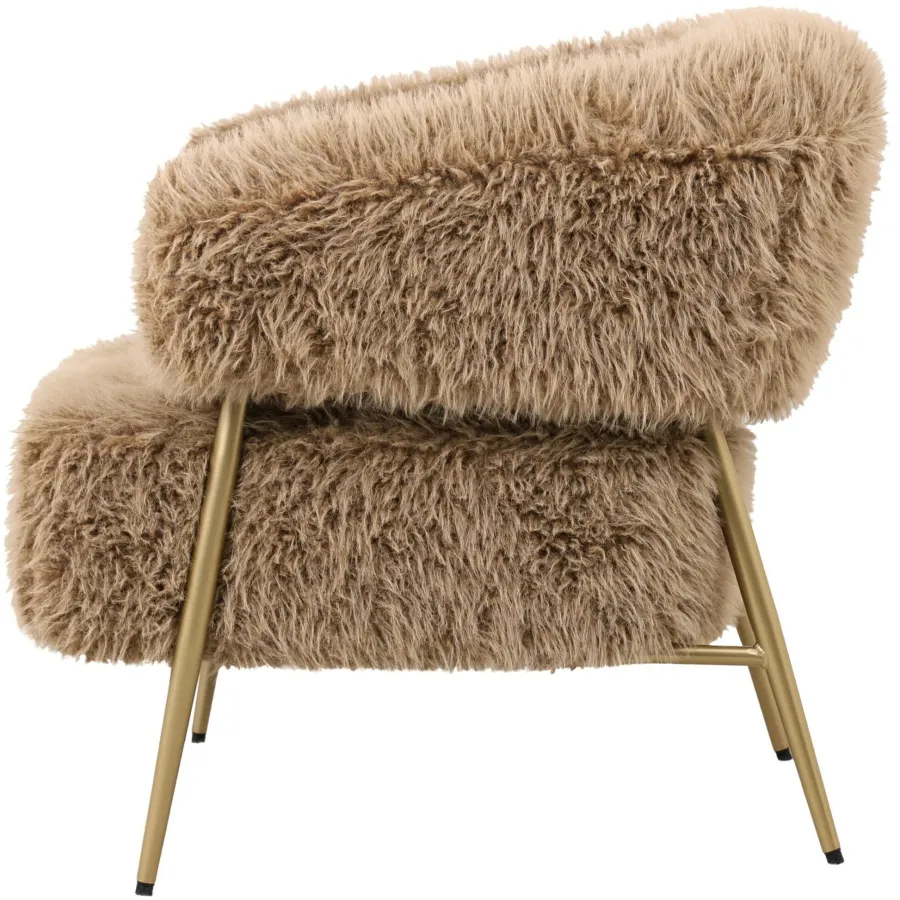 PTMD Fauteuil Hair bruin met gouden onderstel Clearance