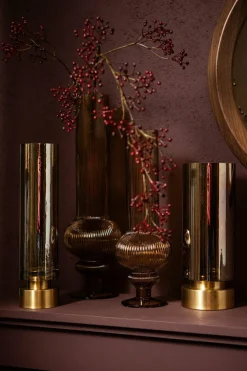 PTMD Kandelaar / Vaas Morrible Amber round glas hoog Online