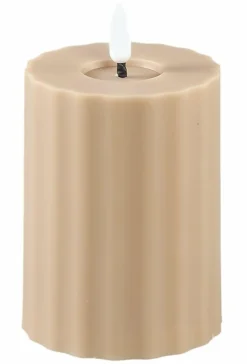PTMD Led buiten kaars gestreept grijs met beweegbare vlam S New