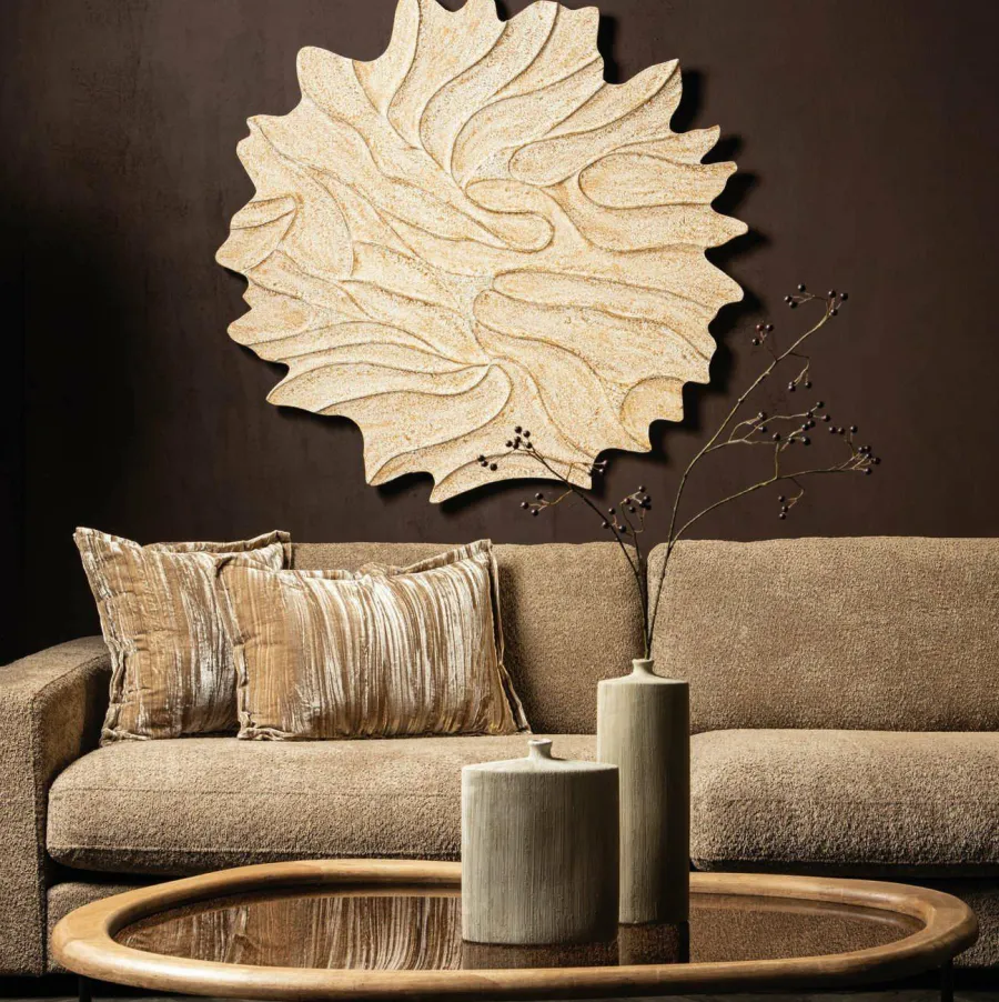 PTMD Wandornament Ceanna Crème MDF Wavy rond L