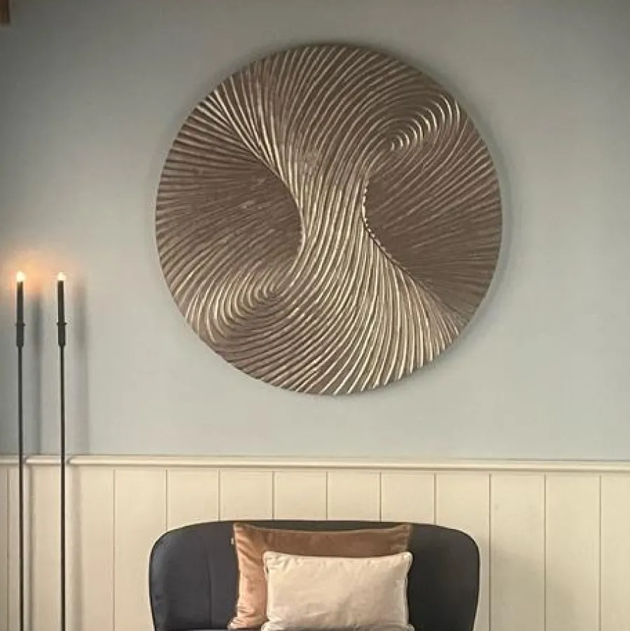 PTMD Wandornament Wiktor Bruin MDF rond swirl carved L Best