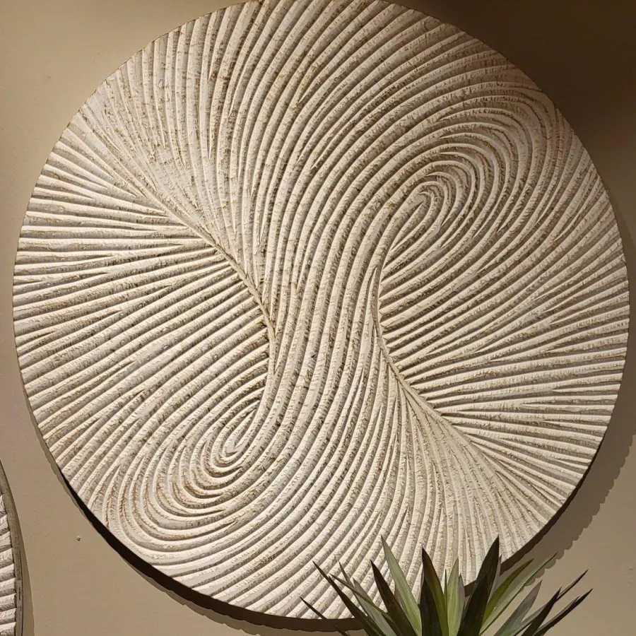 PTMD Wandornament Wiktor Wit MDF rond swirl carved L New