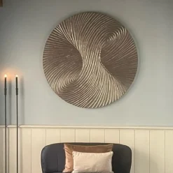PTMD Wandornament Wiktor bruin MDF rond swirl carved S Best