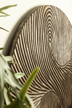 PTMD Wandornament Wiktor bruin MDF rond swirl carved S Best