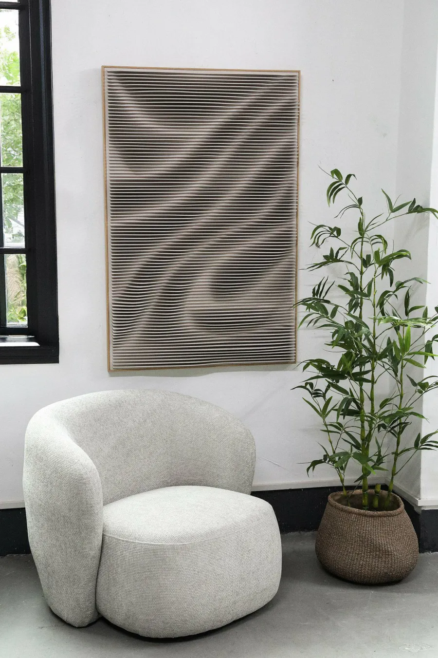 PTMD Wandpaneel Aleishia Crème rechthoekig Wavy Best