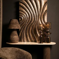PTMD Wandpaneel Reddie Bruin glanzend MDF golvend S Outlet