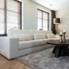 Richmond Interiors Bank Felix 2.5 seats + lounge rechts rond white chenille (Bergen 900 white chenille) New