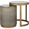 Richmond Interiors Bijzettafel Bloomville met glas set van 2 Goud Clearance