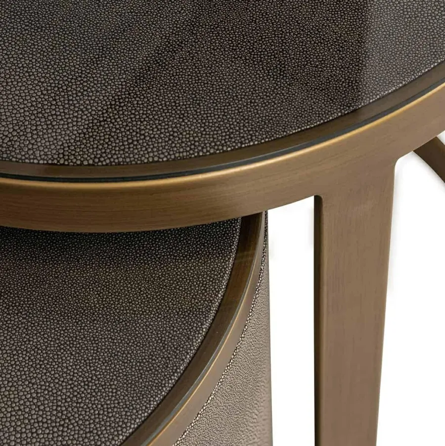 Richmond Interiors Bijzettafel Bloomville met glas set van 2 Goud Clearance