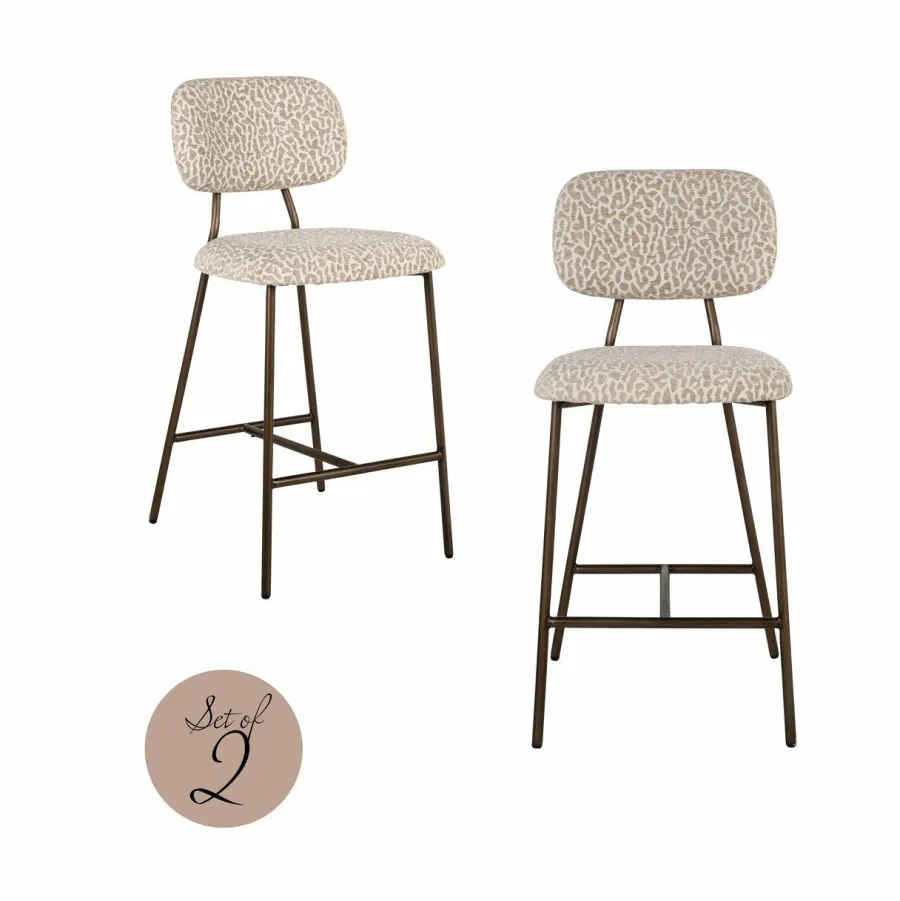 Richmond Interiors Counterstoel Xenia beige leopard fire retardant (Set of 2) Hot