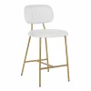 Richmond Interiors Counterstoel Xenia White Bouclé / Brushed Gold (Copenhagen 900 Bouclé White) Clearance