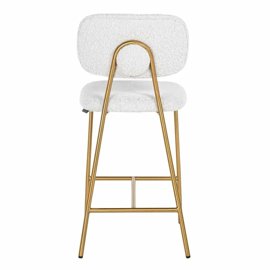 Richmond Interiors Counterstoel Xenia White Bouclé / Brushed Gold (Copenhagen 900 Bouclé White) Clearance