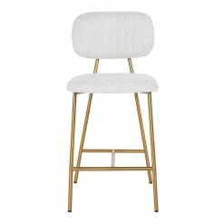 Richmond Interiors Counterstoel Xenia White Bouclé / Brushed Gold (Copenhagen 900 Bouclé White) Clearance
