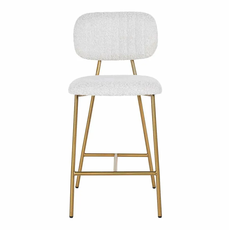 Richmond Interiors Counterstoel Xenia White Bouclé / Brushed Gold (Copenhagen 900 Bouclé White) Clearance