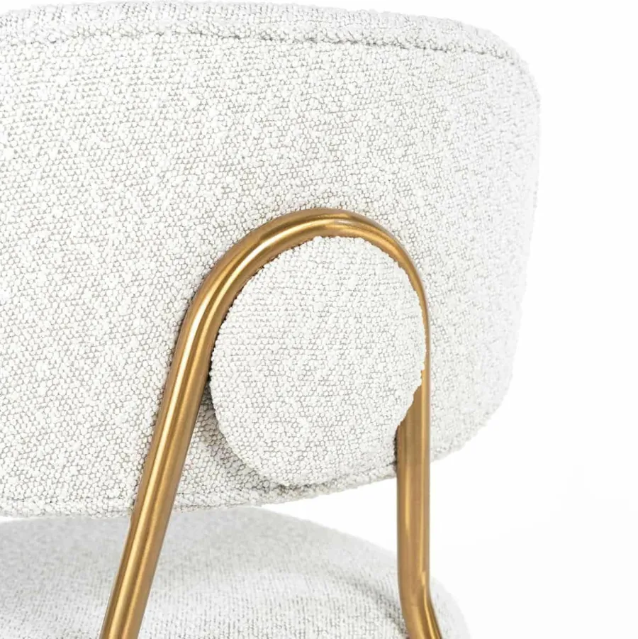 Richmond Interiors Counterstoel Xenia White Bouclé / Brushed Gold (Copenhagen 900 Bouclé White) Clearance