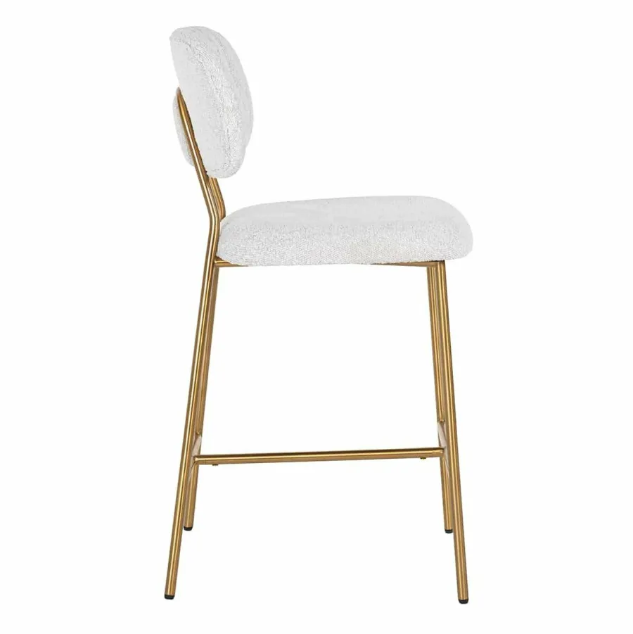 Richmond Interiors Counterstoel Xenia White Bouclé / Brushed Gold (Copenhagen 900 Bouclé White) Clearance