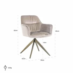 Richmond Interiors Draaistoel Aline khaki velvet Outlet