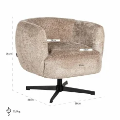 Richmond Interiors Draaifauteuil Estelle Sheep Nature Best