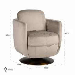Richmond Interiors Draaifauteuil Turner khaki velvet New