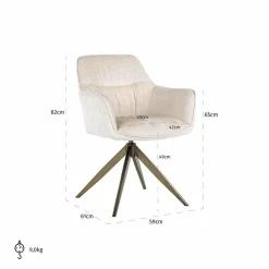 Richmond Interiors Draaistoel Aline white chenille New
