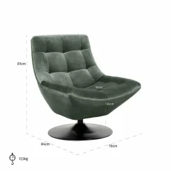 Richmond Interiors Draaifauteuil Richelle Jade Velvet (Genova 504 Jade)