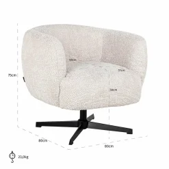 Richmond Interiors Draaifauteuil Estelle Lovely Cream Hot