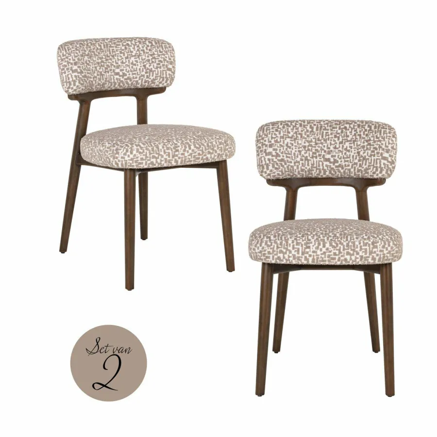 Richmond Interiors Eetkamerstoel Basker natural geo (Set of 2) Outlet