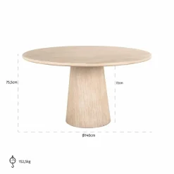 Richmond Interiors Eettafel Fictus 140Ø faux travertine Beige